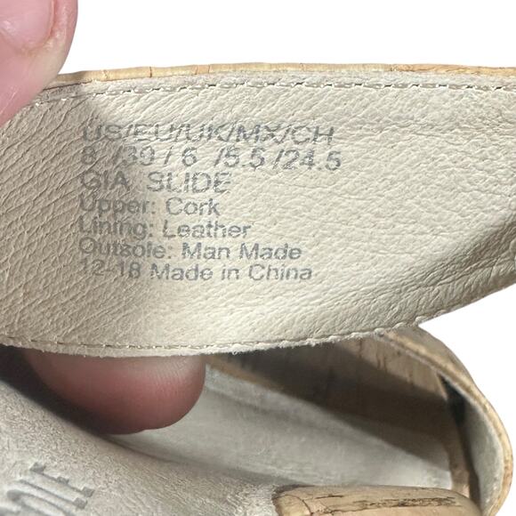 Kenneth Cole Natural Cork Wedge Slide Sandals Size 8 Comfort Casual Summer - Picture 9 of 9